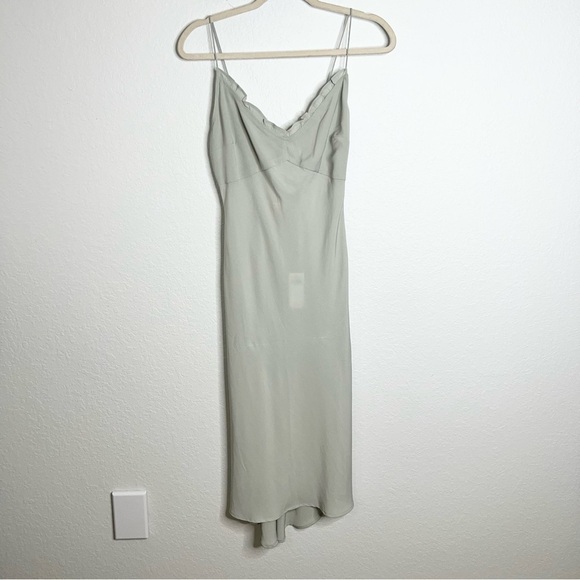 Abercrombie & Fitch Dress Women Small Petite Midi Slip Faux Satin Side Slit B15 - Picture 1 of 10
